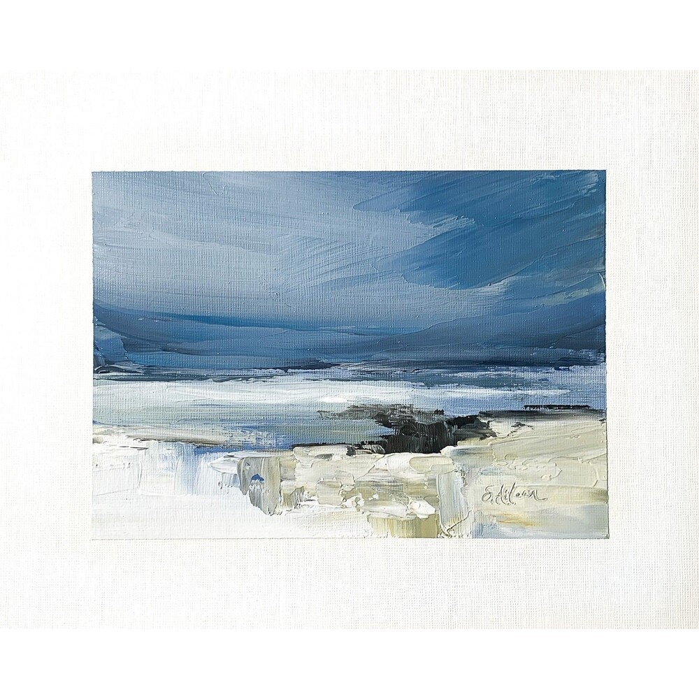 8x10 Original Oil Painting Landscape Dark Sky Modern Contemporary Winter Signed